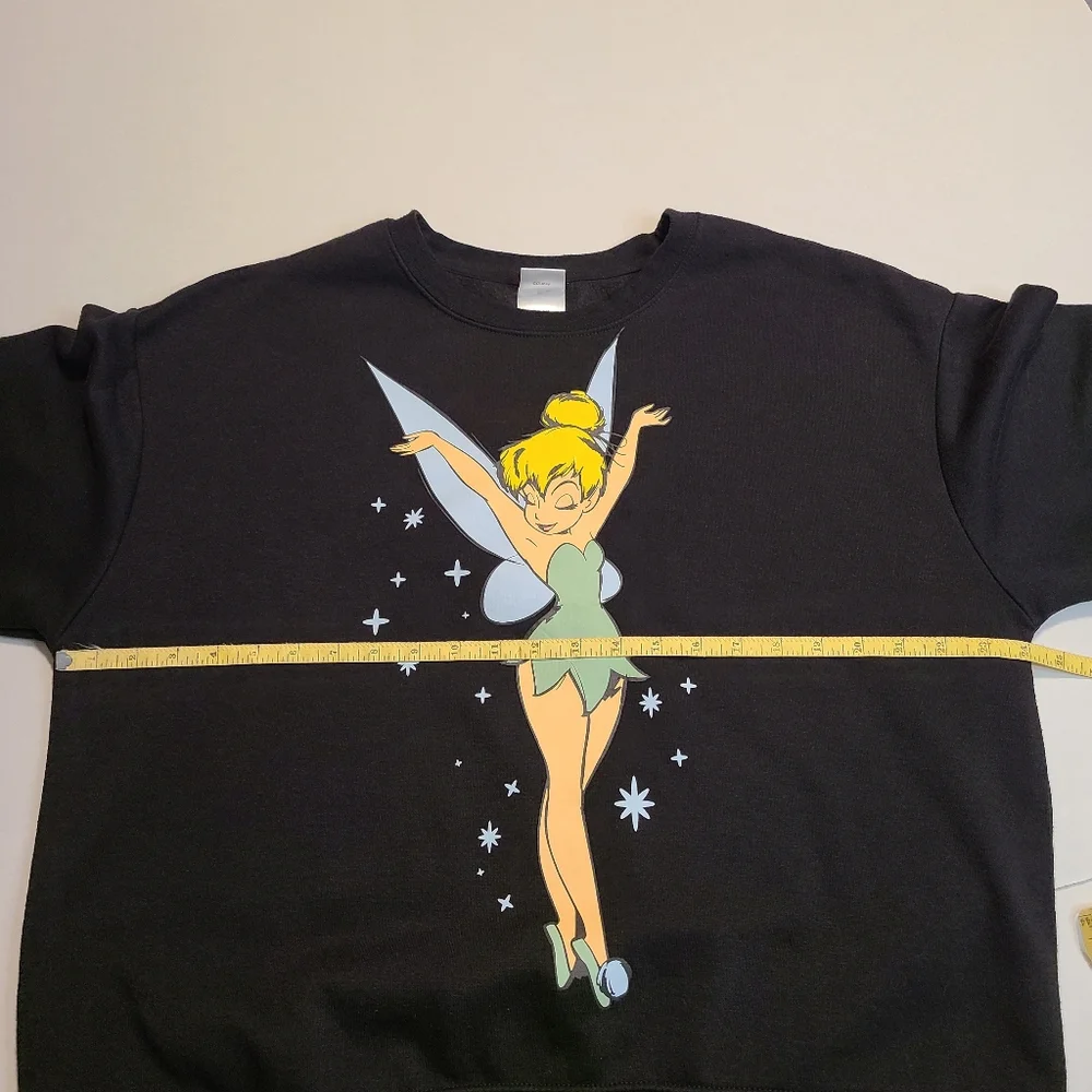 Disney Tinkerbell Peter Pan Black Crew Neck Long Sleeve Cozy Sweatshirt Woman XL - Picture 6 of 7